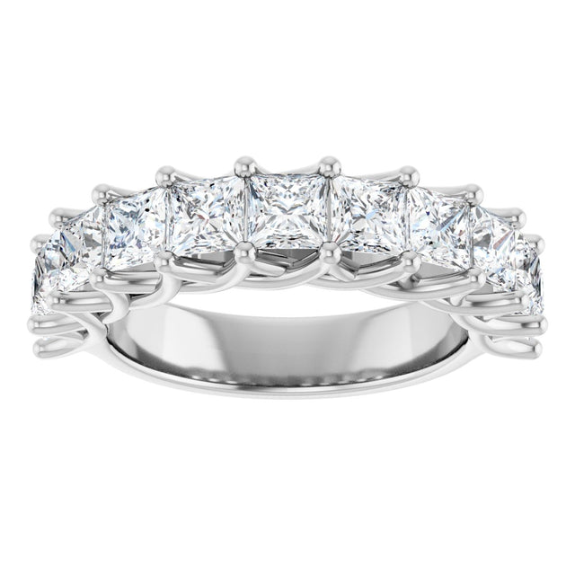10K Gold Square Lab-Grown Diamond Woven-Design Anniversary Band – 1 3/8–4 CTW - White Gold - view 3