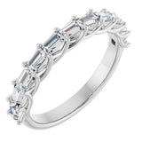 14K Gold Straight Baguette Natural Diamond Woven-Design Anniversary Band – 3/8–3/4 CTW - White Gold