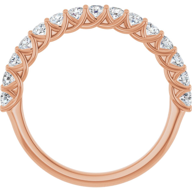10K Gold Round Lab-Grown Diamond Woven-Design Anniversary Band – 1/2–1 1/3 CTW - Rose Gold - view 2