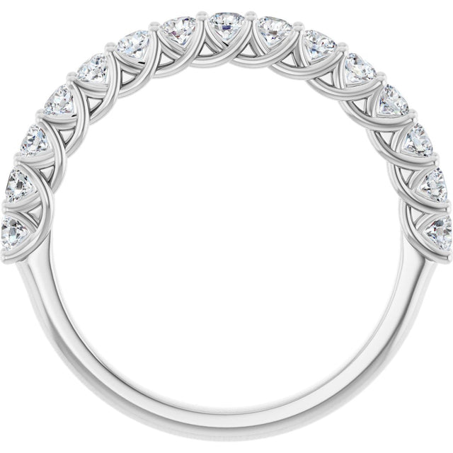10K Gold Round Natural Diamond Woven-Design Anniversary Band – 3/8–1 1/3 CTW - White Gold - view 2