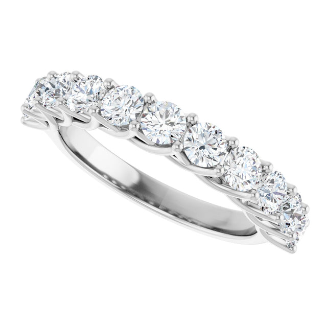 10K Gold Round Natural Diamond Woven-Design Anniversary Band – 3/8–1 1/3 CTW - White Gold - view 5