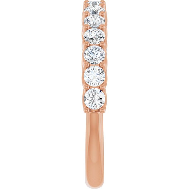 14K Gold Round Natural Diamond Woven-Design Anniversary Band – 2.5 mm Stones - Rose Gold - view 4