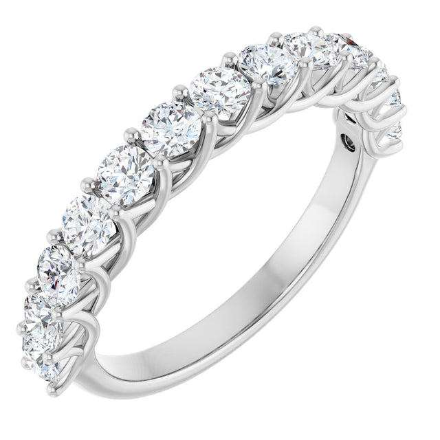 10K Gold Round Natural Diamond Woven-Design Anniversary Band – 3/8–1 1/3 CTW - White Gold