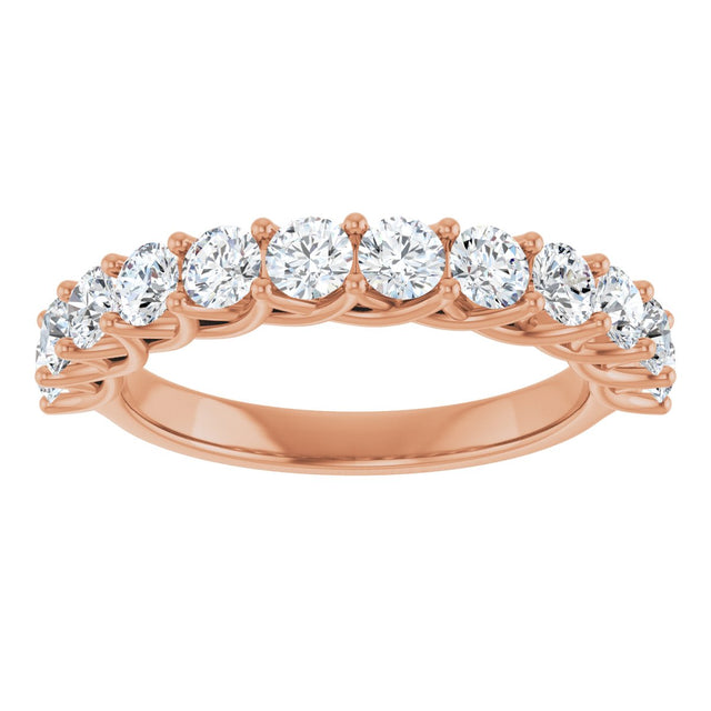 10K Gold Round Natural Diamond Woven-Design Anniversary Band – 3/8–1 1/3 CTW - Rose Gold - view 3