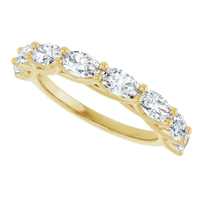 10K Gold Oval Natural Diamond Woven-Design Anniversary Band – 2 CTW - Yellow Gold - view 5