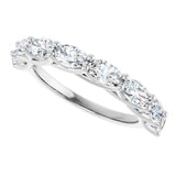10K Gold Oval Natural Diamond Woven-Design Anniversary Band – 2 CTW - White Gold - view 5