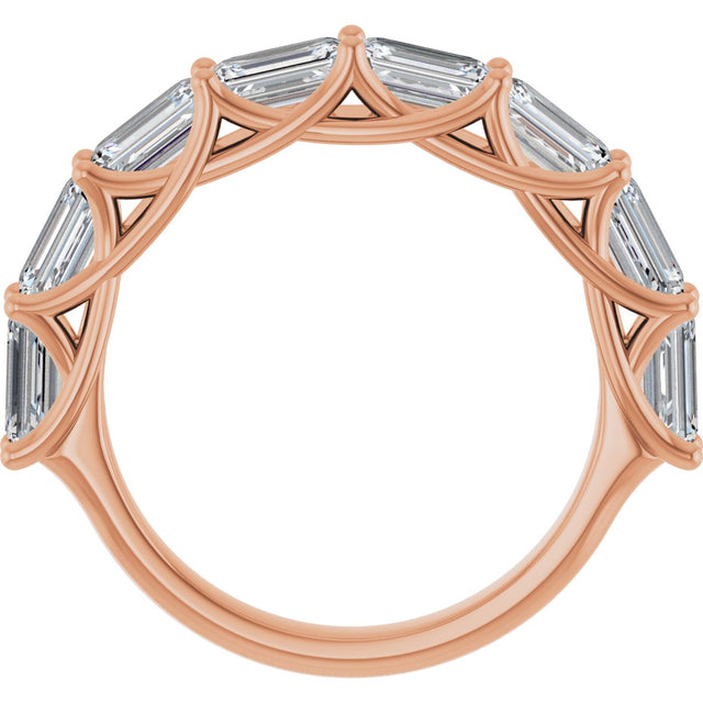10K Gold Emerald Natural Diamond Woven-Design Anniversary Band – 2 3/4 CTW - Rose Gold - view 2