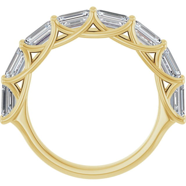 10K Gold Emerald Natural Diamond Woven-Design Anniversary Band – 2 3/4 CTW - Yellow Gold - view 2