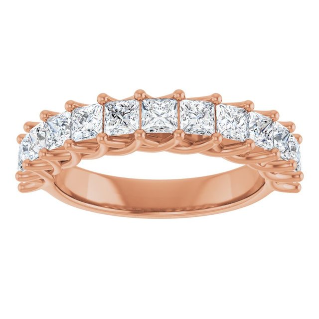 10K Gold Square Lab-Grown Diamond Woven-Design Anniversary Band – 1 3/8–4 CTW - Rose Gold - view 3