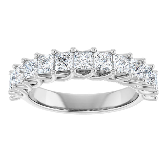 10K Gold Square Natural Diamond Woven-Design Anniversary Band – 1 3/4–3 9/10 CTW - White Gold - view 3