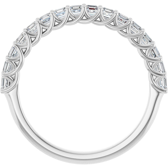 14K Gold Asscher Natural Diamond Woven-Design Anniversary Band – 3/4–1 1/8 CTW - White Gold - view 2