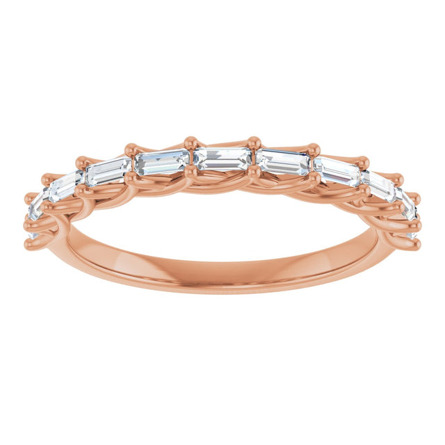 10K Gold Straight Baguette Natural Diamond Woven-Design Anniversary Band – 1/3–7/8 CTW - Rose Gold - view 3