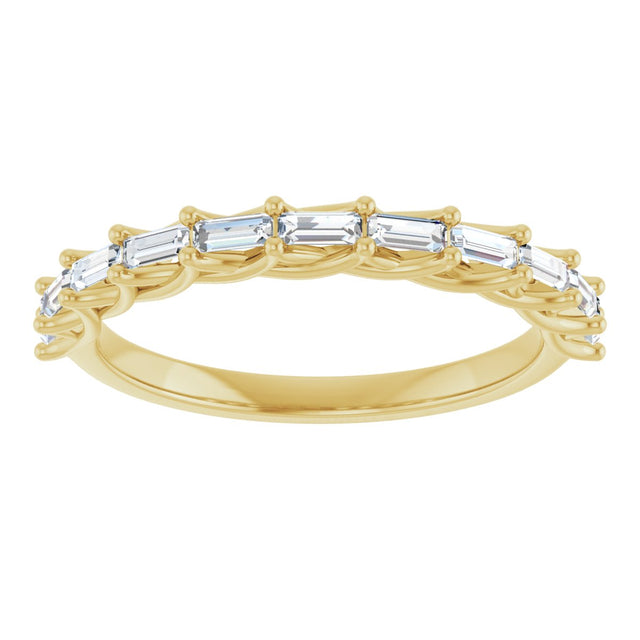 10K Gold Straight Baguette Natural Diamond Woven-Design Anniversary Band – 1/3–7/8 CTW - Yellow Gold - view 3