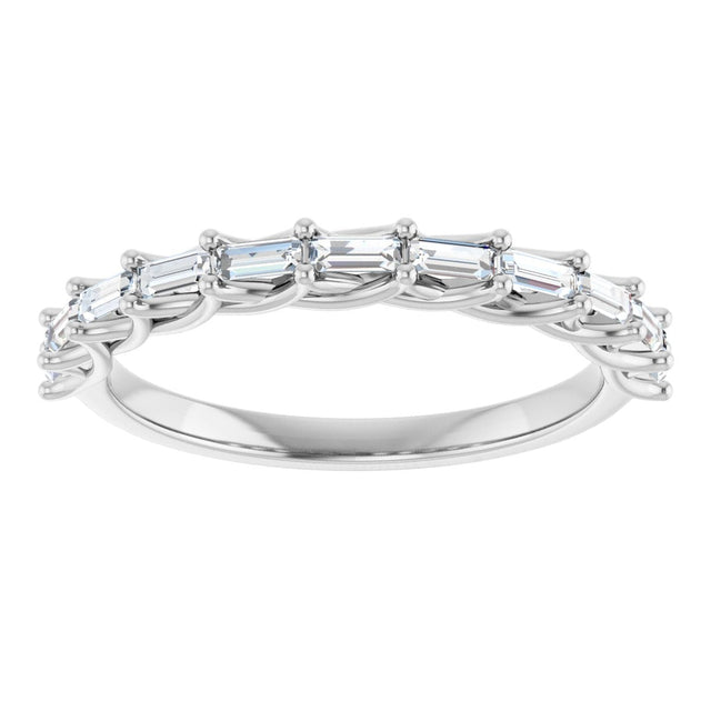 10K Gold Straight Baguette Lab-Grown Diamond Woven-Design Anniversary Band – 1/3–5/8 CTW - White Gold - view 3