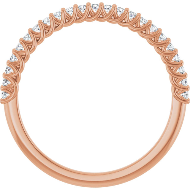 10K Gold Round Natural Diamond Woven-Design Anniversary Band – 1/8–1/3 CTW - Rose Gold - view 2