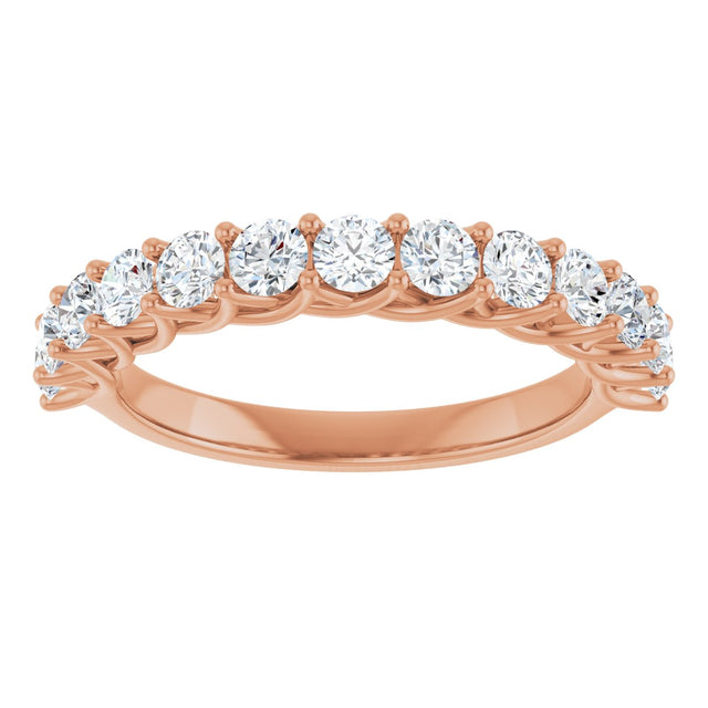 10K Gold Round Natural Diamond Woven-Design Anniversary Band – 3/8–1 1/3 CTW - Rose Gold - view 3