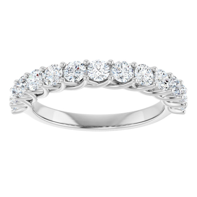 10K Gold Round Lab-Grown Diamond Woven-Design Anniversary Band – 1/2–1 1/3 CTW - White Gold - view 3
