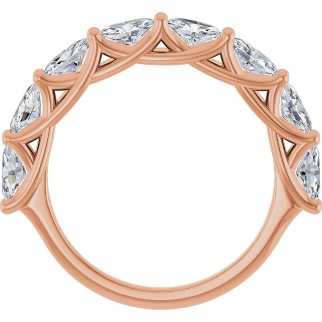 10K Gold Oval Natural Diamond Woven-Design Anniversary Band – 2 CTW - Rose Gold - view 2