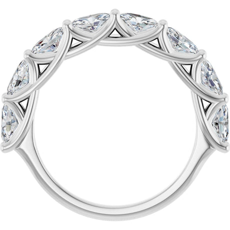 Platinum Oval Lab-Grown Diamond Woven-Design Anniversary Band – 5x3 mm Stones - view 2