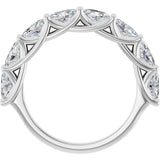 10K Gold Oval Natural Diamond Woven-Design Anniversary Band – 2 CTW - White Gold - view 2