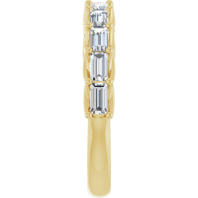 10K Gold Straight Baguette Lab-Grown Diamond Woven-Design Anniversary Band – 9/10 CTW - Yellow Gold - view 4