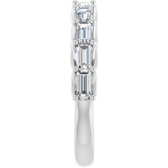 10K Gold Straight Baguette Natural Diamond Woven-Design Anniversary Band – 1/3–7/8 CTW - White Gold - view 4