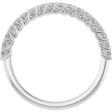 10K Gold Round Natural Diamond Woven-Design Anniversary Band – 1/8–1/3 CTW - White Gold - view 2