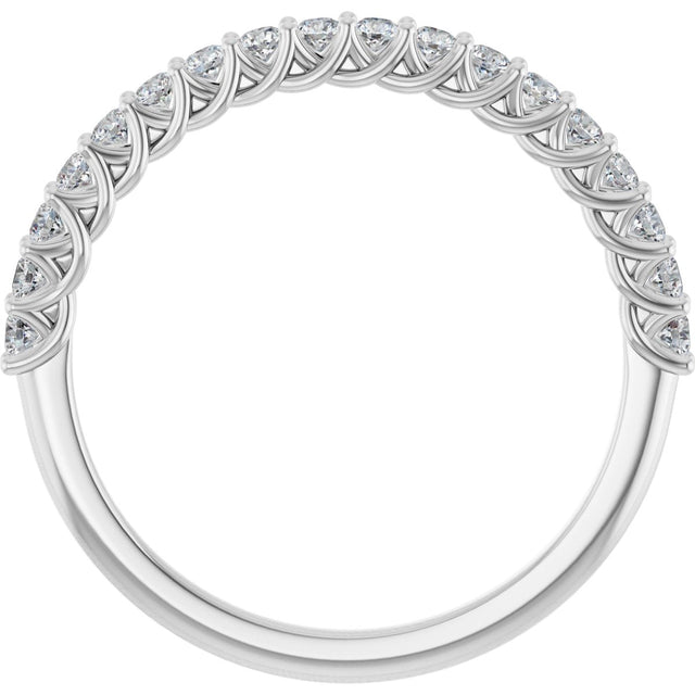 10K Gold Round Natural Diamond Woven-Design Anniversary Band – 1/8–1/3 CTW - White Gold - view 2