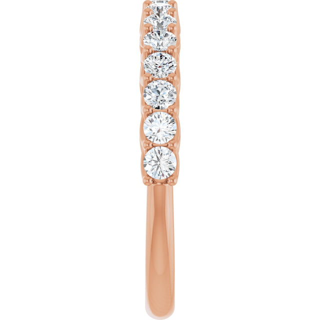 10K Gold Round Lab-Grown Diamond Woven-Design Anniversary Band – 1/2–1 1/3 CTW - Rose Gold - view 4
