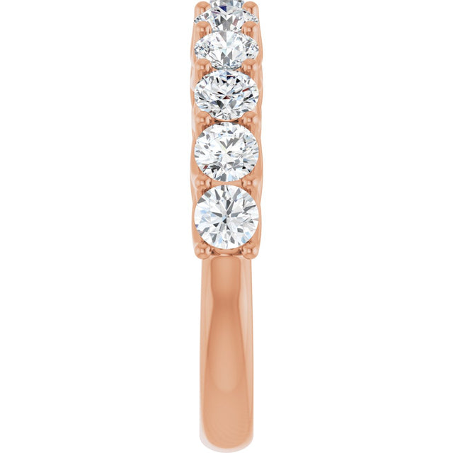 10K Gold Round Natural Diamond Woven-Design Anniversary Band – 3/8–1 1/3 CTW - Rose Gold - view 4