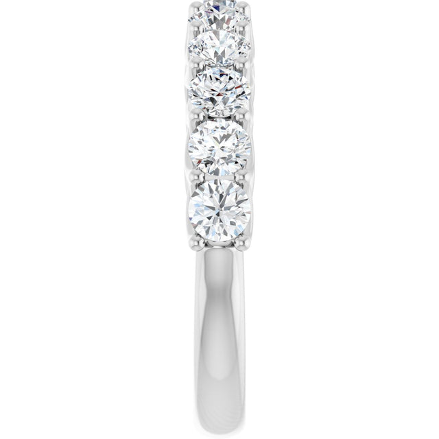 10K Gold Round Natural Diamond Woven-Design Anniversary Band – 3/8–1 1/3 CTW - White Gold - view 4