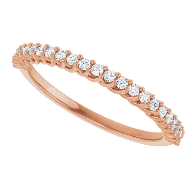 10K Gold Round Natural Diamond Woven-Design Anniversary Band – 1/8–1/3 CTW - Rose Gold - view 5