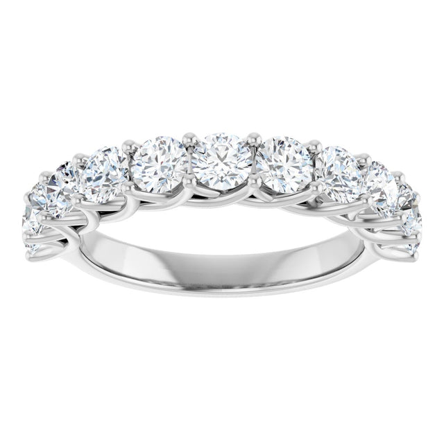 10K Gold Round Natural Diamond Woven-Design Anniversary Band – 1 5/8–2 3/4 CTW - White Gold - view 3