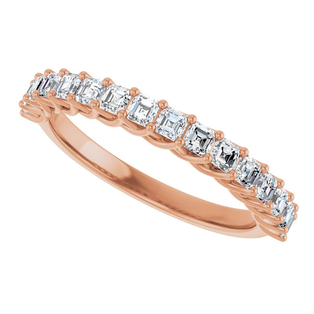 14K Gold Asscher Natural Diamond Woven-Design Anniversary Band – 3/4–1 1/8 CTW - Rose Gold - view 5