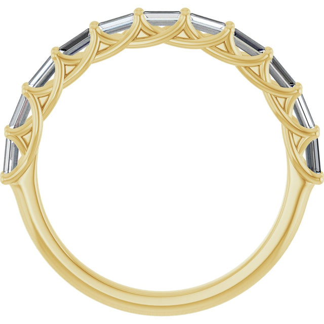 10K Gold Straight Baguette Natural Diamond Woven-Design Anniversary Band – 1/3–7/8 CTW - Yellow Gold - view 2
