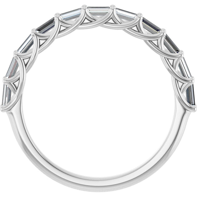 10K Gold Straight Baguette Natural Diamond Woven-Design Anniversary Band – 1/3–7/8 CTW - White Gold - view 2