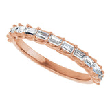 10K Gold Straight Baguette Natural Diamond Woven-Design Anniversary Band – 1/3–7/8 CTW - Rose Gold - view 5