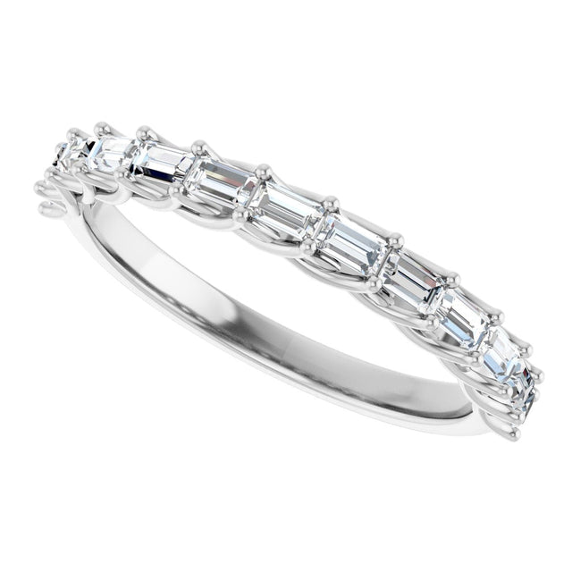 10K Gold Straight Baguette Lab-Grown Diamond Woven-Design Anniversary Band – 1/3–5/8 CTW - White Gold - view 5