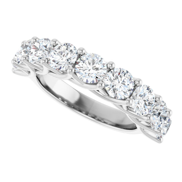 10K Gold Round Natural Diamond Woven-Design Anniversary Band – 1 5/8–2 3/4 CTW - White Gold - view 5