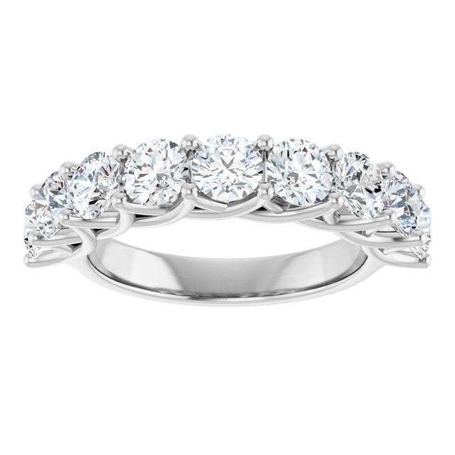 10K Gold Round Natural Diamond Woven-Design Anniversary Band – 1 5/8–2 3/4 CTW - White Gold - view 3
