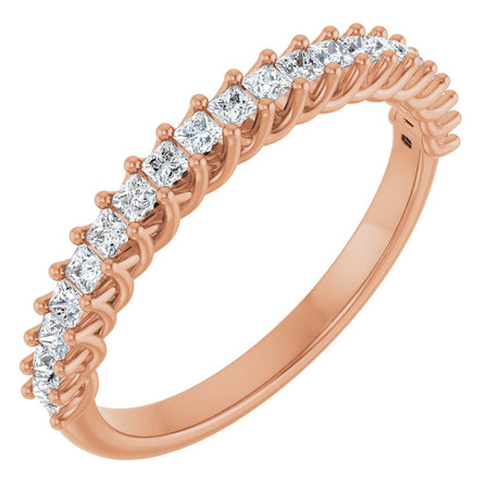 10K Gold Square Natural Diamond Woven-Design Anniversary Band – 1/3–1 1/3 CTW - Rose Gold