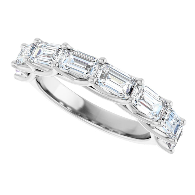 10K Gold Emerald Natural Diamond Woven-Design Anniversary Band – 2 3/4 CTW - White Gold - view 5