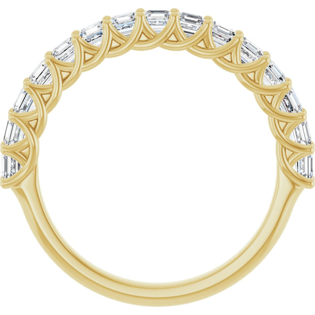 14K Gold Asscher Natural Diamond Woven-Design Anniversary Band – 3/4–1 1/8 CTW - Yellow Gold - view 2