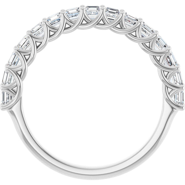 14K Gold Asscher Natural Diamond Woven-Design Anniversary Band – 3/4–1 1/8 CTW - White Gold - view 2