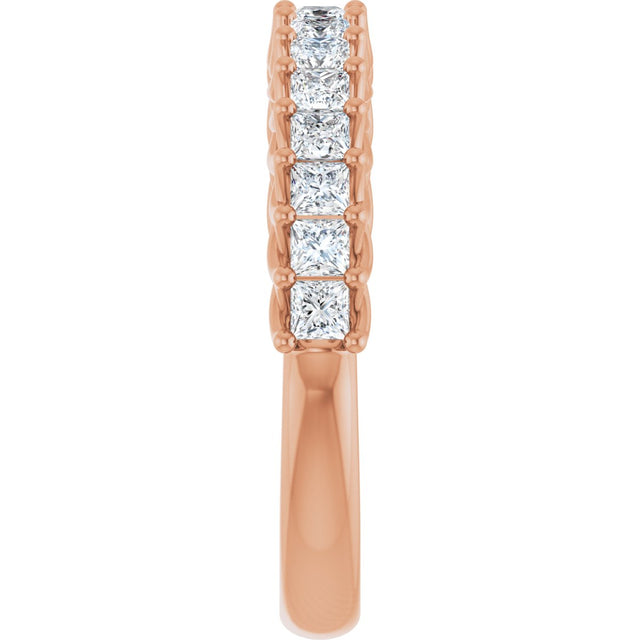 10K Gold Square Lab-Grown Diamond Woven-Design Anniversary Band – 1/3–1 1/4 CTW - Rose Gold - view 4