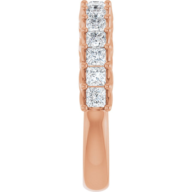10K Gold Square Lab-Grown Diamond Woven-Design Anniversary Band – 1/3–1 1/4 CTW - Rose Gold - view 4