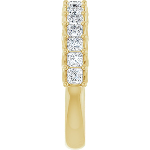 14K Gold Square Natural Diamond Woven-Design Anniversary Band – 1/2–1 1/3 CTW - Yellow Gold - view 4