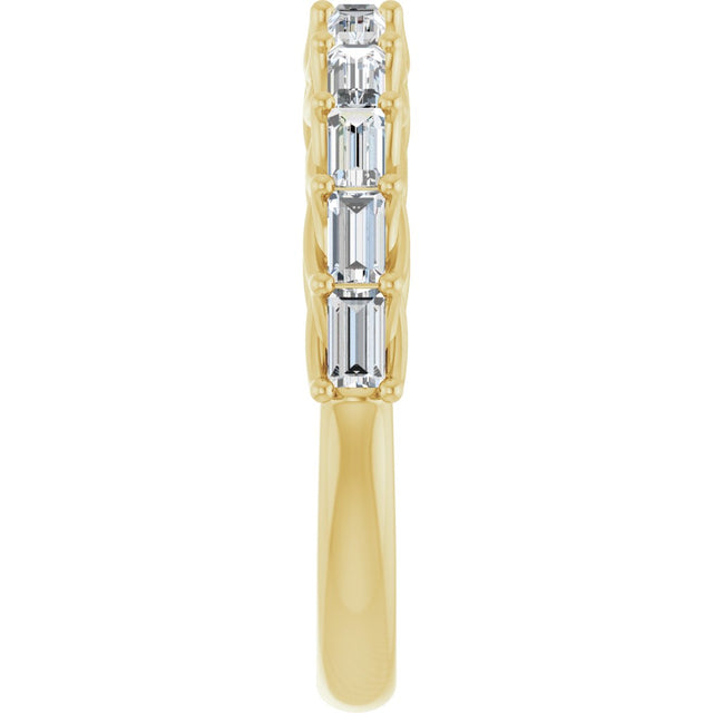 10K Gold Straight Baguette Lab-Grown Diamond Woven-Design Anniversary Band – 1/3–5/8 CTW - Yellow Gold - view 4