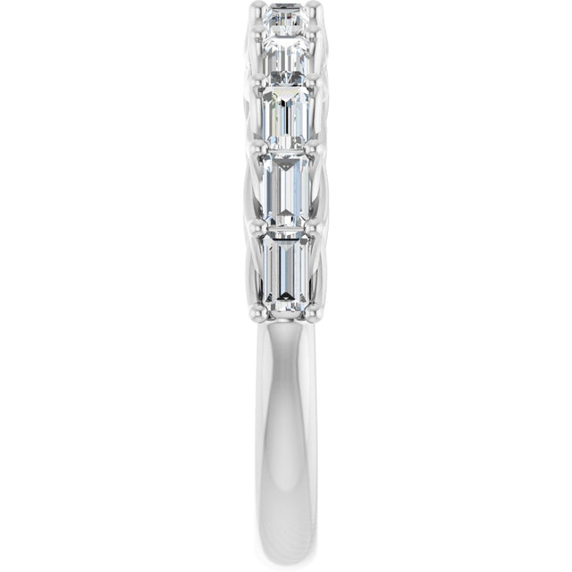 10K Gold Straight Baguette Natural Diamond Woven-Design Anniversary Band – 1/3–7/8 CTW - White Gold - view 4