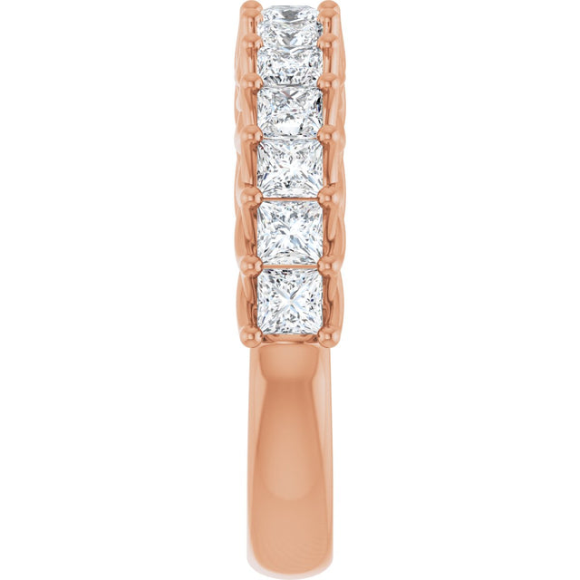 10K Gold Square Natural Diamond Woven-Design Anniversary Band – 1/3–1 1/3 CTW - Rose Gold - view 4
